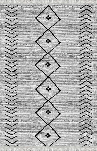 Gri Siyah İskandinav Boho tarzı Halı Dijital Baskılı Kaymaz Tabanlı Yıkanabilir Leke Tutmaz Antibakteriyel - Resim 4