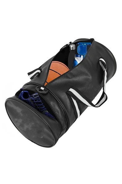 Silindir Spor Ve Seyahat Çantası Suni Deri 1. Kalite Uniseks, Parlak Su Geçirmez Deri Kumaş - Resim 2