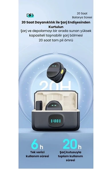 2 Adet Profesyonel Kablosuz Yaka Mikrofonu Lighting Uyumlu Manyetik Klipsli - Resim 2