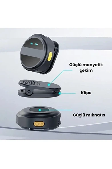 2 Adet Profesyonel Kablosuz Yaka Mikrofonu Typce Uyumlu Manyetik Klipsli - Resim 5