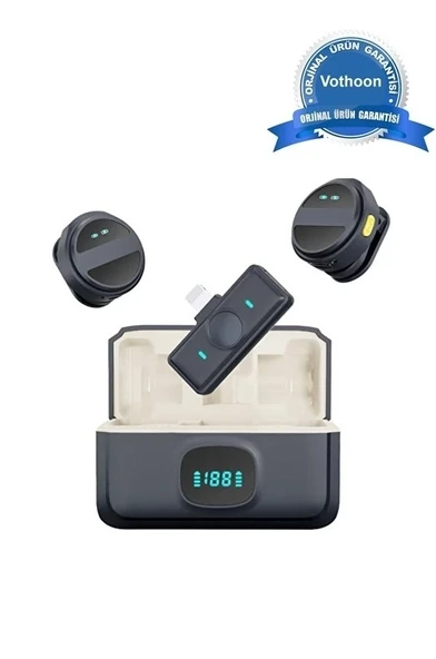 2 Adet Profesyonel Kablosuz Yaka Mikrofonu Lighting Uyumlu Manyetik Klipsli ürün görseli 1