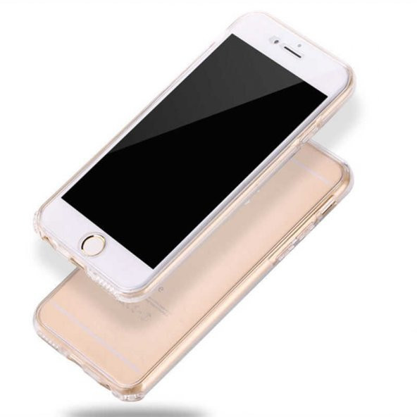 Apple iPhone 7 Kılıf 360 Derece Tam Koruma Şeffaf Silikon Kapak - 7