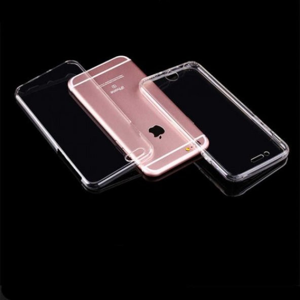 Apple iPhone 7 Kılıf 360 Derece Tam Koruma Şeffaf Silikon Kapak - 12