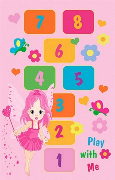 Pembe Çocuk Oyun Halısı Seksek Dijital Baskılı Kaymaz Yıkanabilir Leke Tutmaz Antibakteriyel Halı - Resim 4