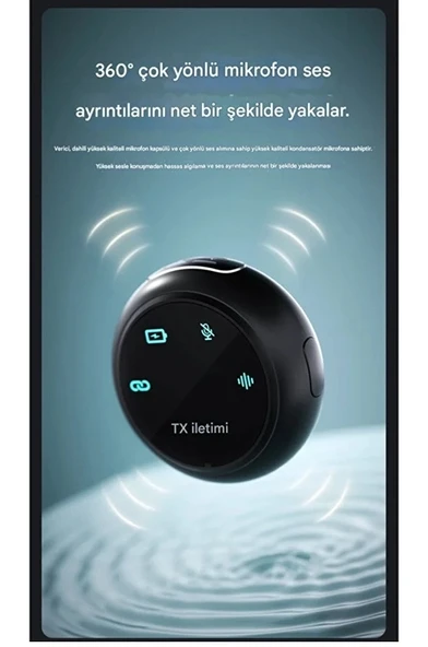 Kablosuz Profesyonel İkili Yayın Yaka Mikrofonu Şarj Kutu Mıknatıslı Typce Lightning Çıkış Mikrofon - Resim 6