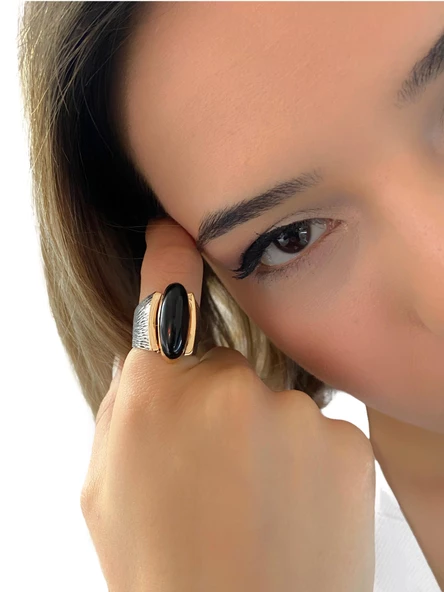 Erzurum Oltu Taşlı El Üretimi Mekik Modeli 925 Gümüş Yüzük ürün görseli