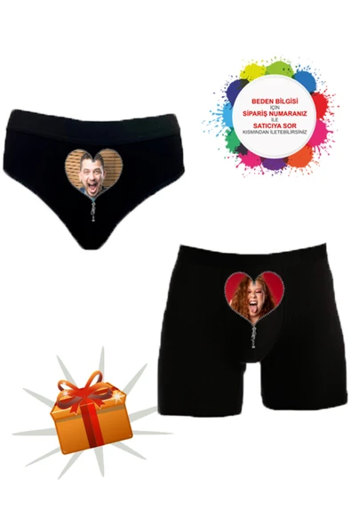 TexKid Kutulu Fermuar Tasarımlı Kadın Külot Ve Erkek Boxer İkili Set ürün görseli 1