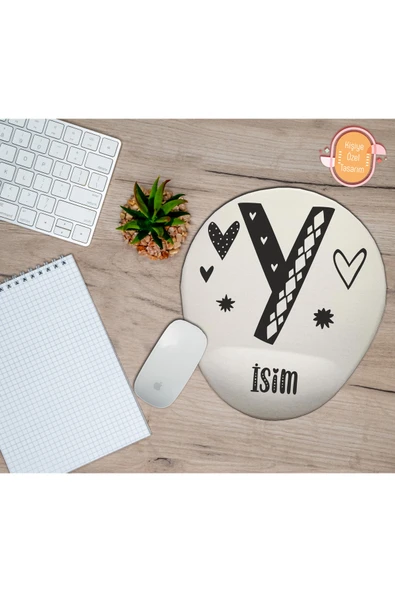 hediye kapımda Kişiye Özel Motif Harf Temalı Mousepad Bilek Destekli Y Harfi ürün görseli 1