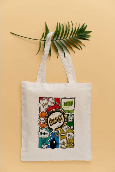 TexKid Karikatür Dergi Temalı Sıvı Geçirmez Bez Çanta ürün görseli 1