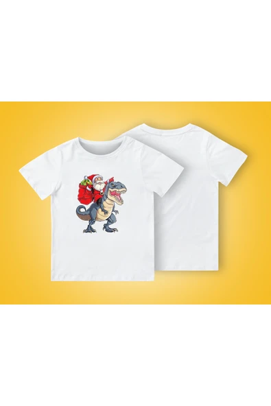 TexKid Dinazor Noel Baba Tasarımlı Yılbaşı Çocuk Tişörtü ürün görseli 1