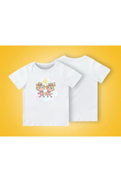 TexKid İkiz Kızlar Kardeşler B Baskı Çocuk Tişört ürün görseli 1