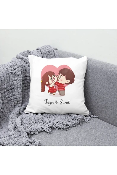 TexKid Kişiye Özel Sevimli Çift Temalı Yastık ürün görseli 1