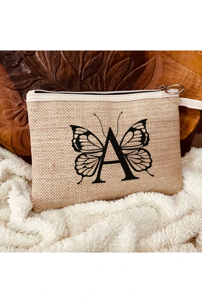 TexKid Kişiye Özel Kelebek Harfli 3'lü Matruşka Hediye Clucth/Makyaj/El Çantası ürün görseli 1