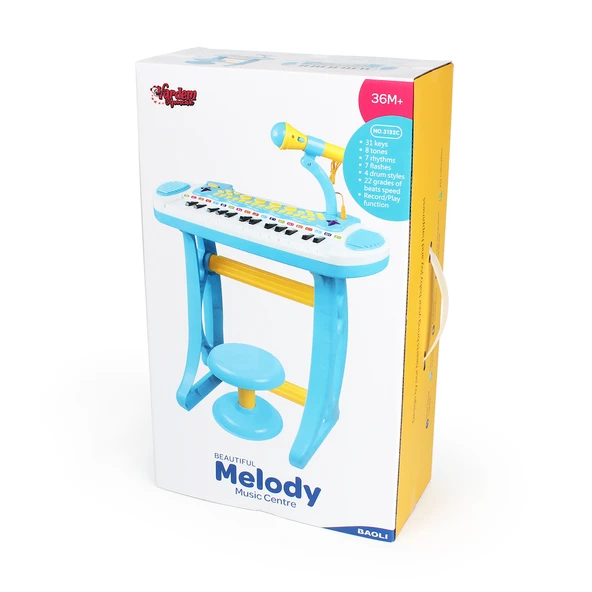 Vardem 24 Tuşlu Mini Piyano MP3 Ve Mikrofonlu BAO-3132C Mavi - Resim 2