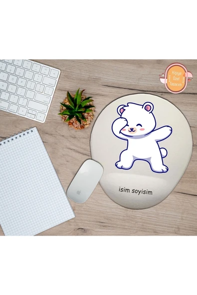 TexKid Kişiye Özel Dans Eden Kutup Ayısı Baskılı Bilek Destekli Mouse Pad ürün görseli 1