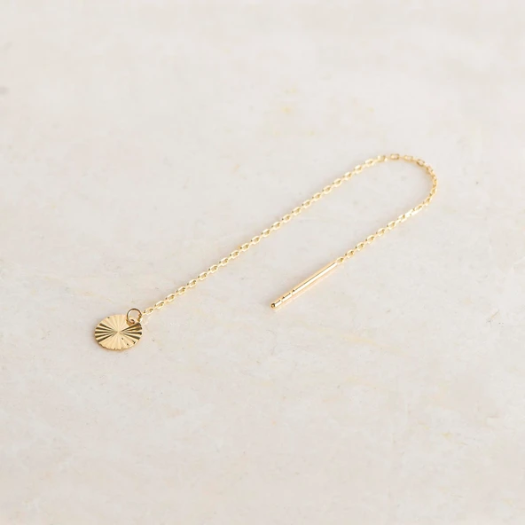 14 Ayar Altın Yuvarlak Sallantı Zincir Tek Küpe 0,58 gr ürün görseli 1