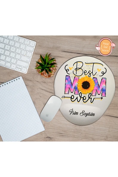 TexKid Kişiye Özel En Iyi Anne (best Mom Ever) Yazılı Mousepad Bilek Destekli ürün görseli 1