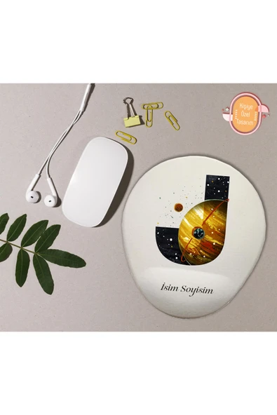hediye kapımda Kişiye Özel Desenli Harf Temalı Mousepad Bilek Destekli J Harfi ürün görseli 1