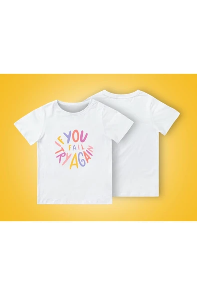 TexKid Başarısız Olursan Tekrar Dene Yazılı Çocuk Tişört ürün görseli 1