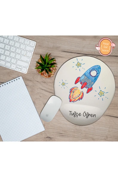TexKid Kişiye Özel Uzay Mekiği Yıldız Temalı Mousepad Bilek Destekli ürün görseli 1