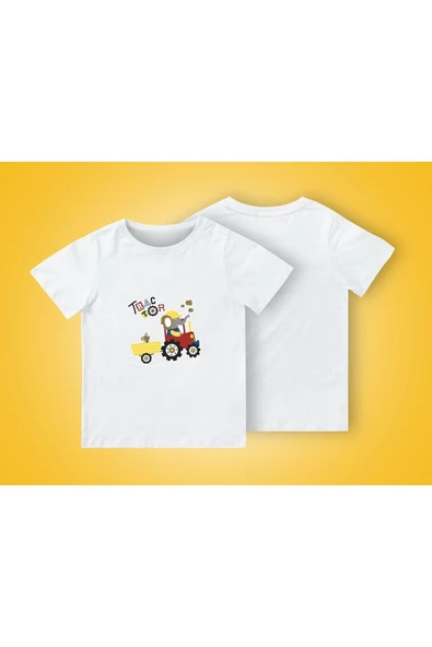 TexKid Traktör Kullanan Fil Baskılı Çocuk Tişört ürün görseli 1