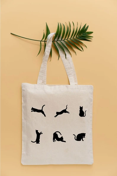 TexKid 6 Kedi Temalı Sıvı Geçirmez Bez Çanta ürün görseli 1