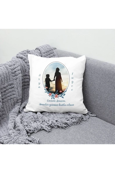 TexKid Kişiye Özel Fotoğraflı Anneler Günü Kutlamalı Yastık ürün görseli 1