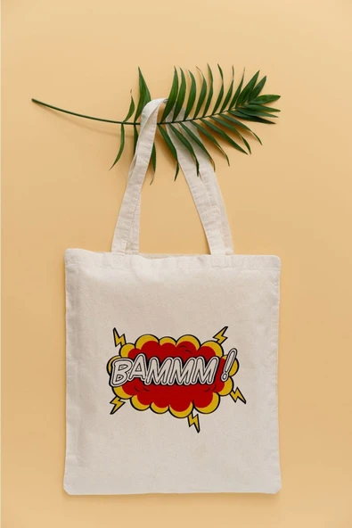 TexKid Baamm Yazılı Sıvı Geçirmez Bez Çanta ürün görseli 1