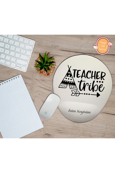 hediye kapımda Kişiye Özel Çadır Temalı Öğretmen Kabilesi Yazılı Mouse Pad Bilek Destekli ürün görseli 1