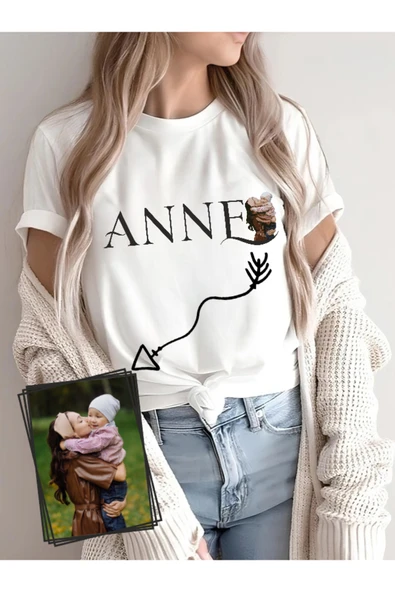 TexKid Kişiye Özel Fotoğraflı Anneler Günü Hediyesi Pamuklu Beyaz Tişört ürün görseli 1