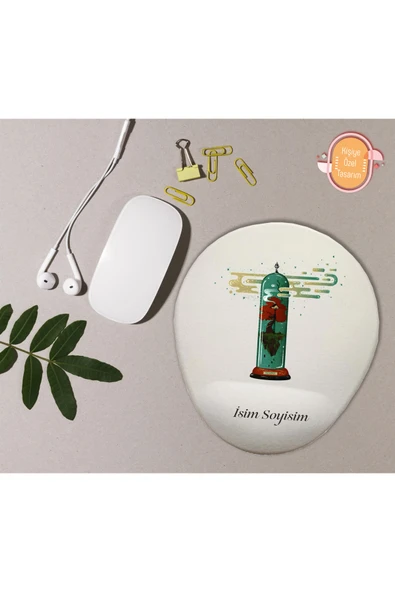 hediye kapımda Kişiye Özel Desenli Harf Temalı Mousepad Bilek Destekli T Harfi ürün görseli 1