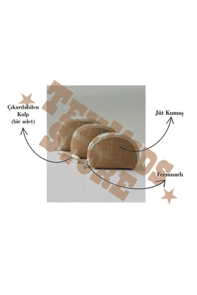 TexKid Kişiye Özel Jüt Kumaş Matruşka 3'lü Makyaj Çanatası, El Çantası, Bozuk Para Cüzdanı - Resim 5