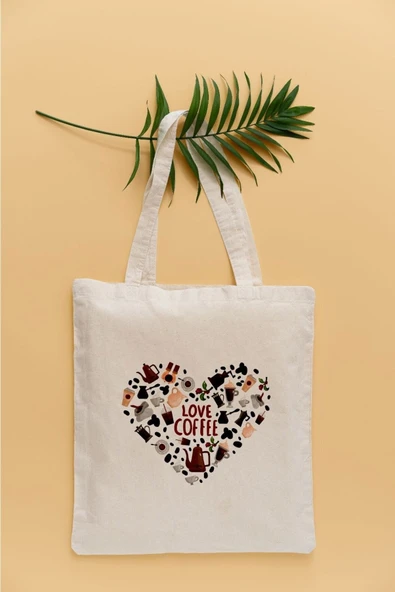 TexKid Kahve Aşkı Temalı Sıvı Geçirmez Bez Çanta ürün görseli 1