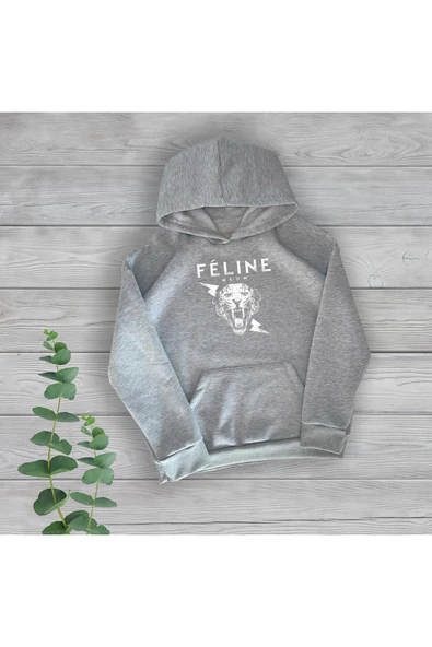 TexKid Feline Meow Göğüs Baskılı Unisex Oversize Sweatshirt ürün görseli 1