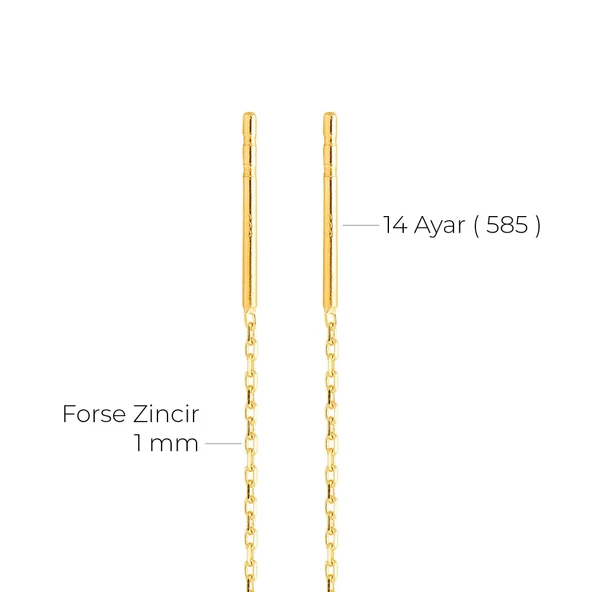 14 Ayar Altın Yuvarlak Sallantı Zincir Tek Küpe 0,58 gr - Resim 4