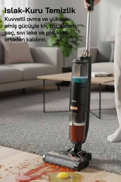 Sinbo SFC-4102 Islak Kuru Siyah Şarjlı Dikey Süpürge - Resim 4