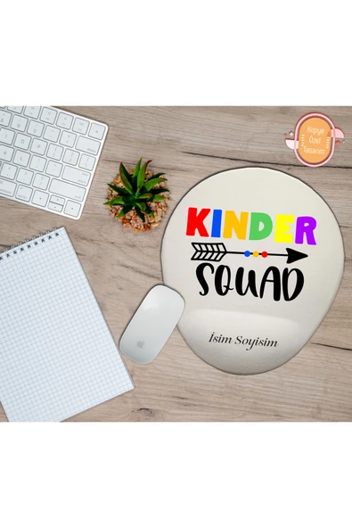 hediye kapımda Kişiye Özel Renkli Temalı Nazik Takım Yazılı Mouse Pad Bilek Destekli ürün görseli 1