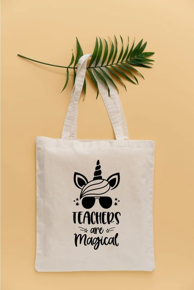 TexKid Unicorn Öğretmen Siyah Temalı Sıvı Geçirmez Bez Çanta ürün görseli 1