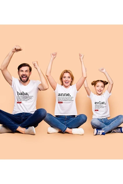 Yaprak Hediyelik Anne Baba Evlat Kombin Aile Tişörtü ürün görseli 1