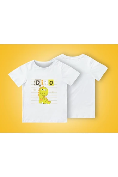 TexKid DİNO Yazılı Yeşil Renk Dinazor Baskılı Çocuk Tişört ürün görseli 1