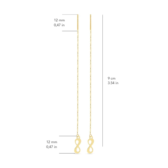 14 Ayar Altın Sonsuzluk Sallantı Zincir Tek Küpe 0,66 gr - Resim 3