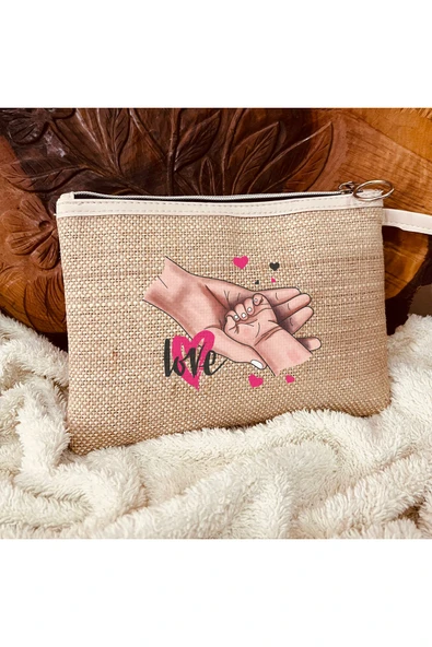 TexKid Anne Çocuk El  Kalp Love Tasarımlı 3'lü Matruşka Hediye Clutch/Makyaj/El Çantası ürün görseli 1