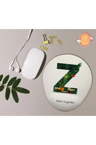 hediye kapımda Kişiye Özel Desenli Harf Temalı Mousepad Bilek Destekli Z Harfi ürün görseli 1