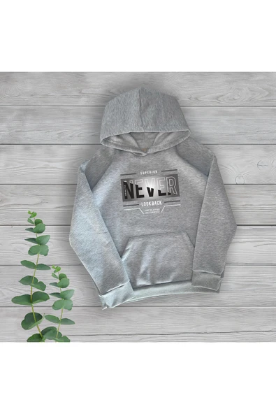 TexKid Never Look Back Göğüs Baskılı Unisex Oversize Sweatshirt ürün görseli 1