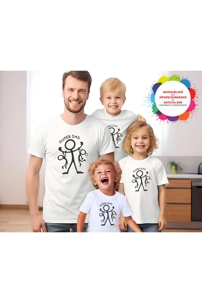 TexKid Çöp Adam Tasarımlı Babalar Günü Hediyesi Baba & Oğul/kız Çocuklar Hediye Tişört Kombin ürün görseli 1