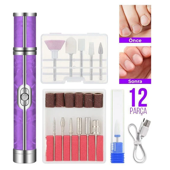 Şarjlı Manikür Bakım Seti 12 Parça Başlık Seti ürün görseli 1