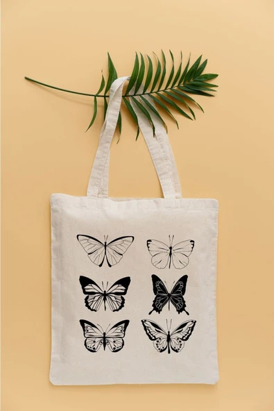 TexKid 6 Altılı Kelebek Görselleri Sıvı Geçirmez Bez Çanta ürün görseli 1