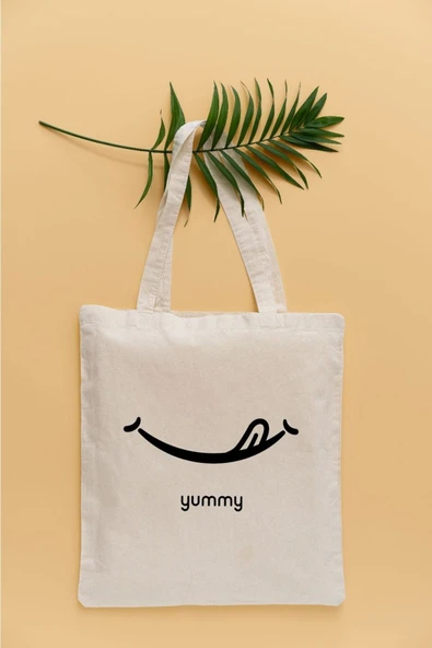 TexKid Yummy Lezzetli Yazılı Sıvı Geçirmez Bez Çanta ürün görseli 1