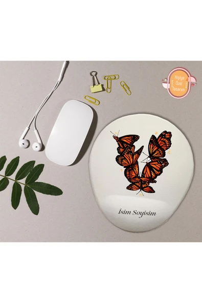 hediye kapımda Kişiye Özel Desenli Harf Temalı Mousepad Bilek Destekli V Harfi ürün görseli 1