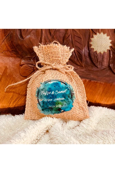 TexKid Kişiye Özel Jüt Kese Düğün Nişan Doğum Günü Özel Gün Tasarımlı Kese 10'lu ürün görseli 1